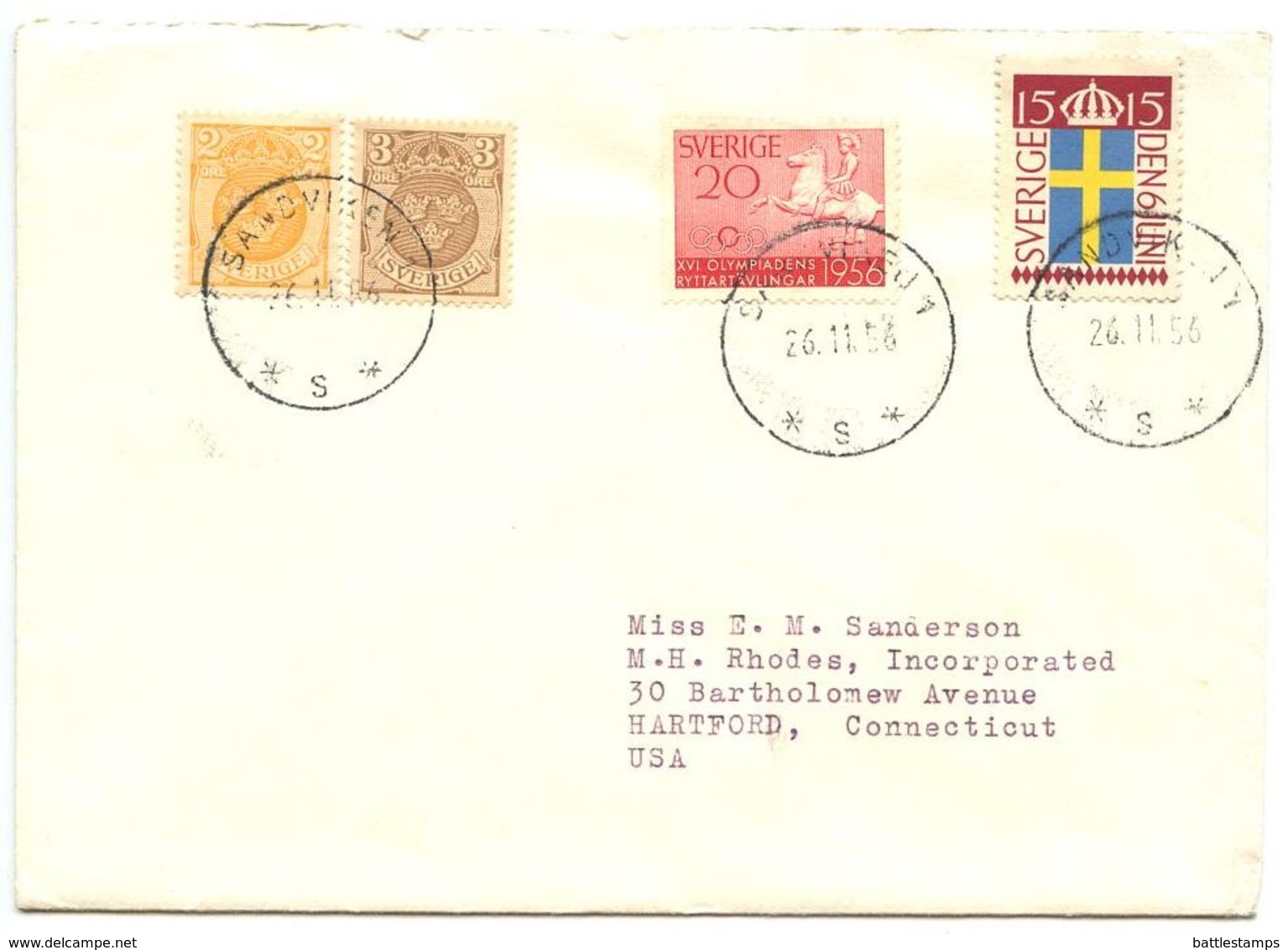 Sweden 1956 Cover Sandviken To U.S. W/ Scott 478, 490 & 96-97 - Covers & Documents