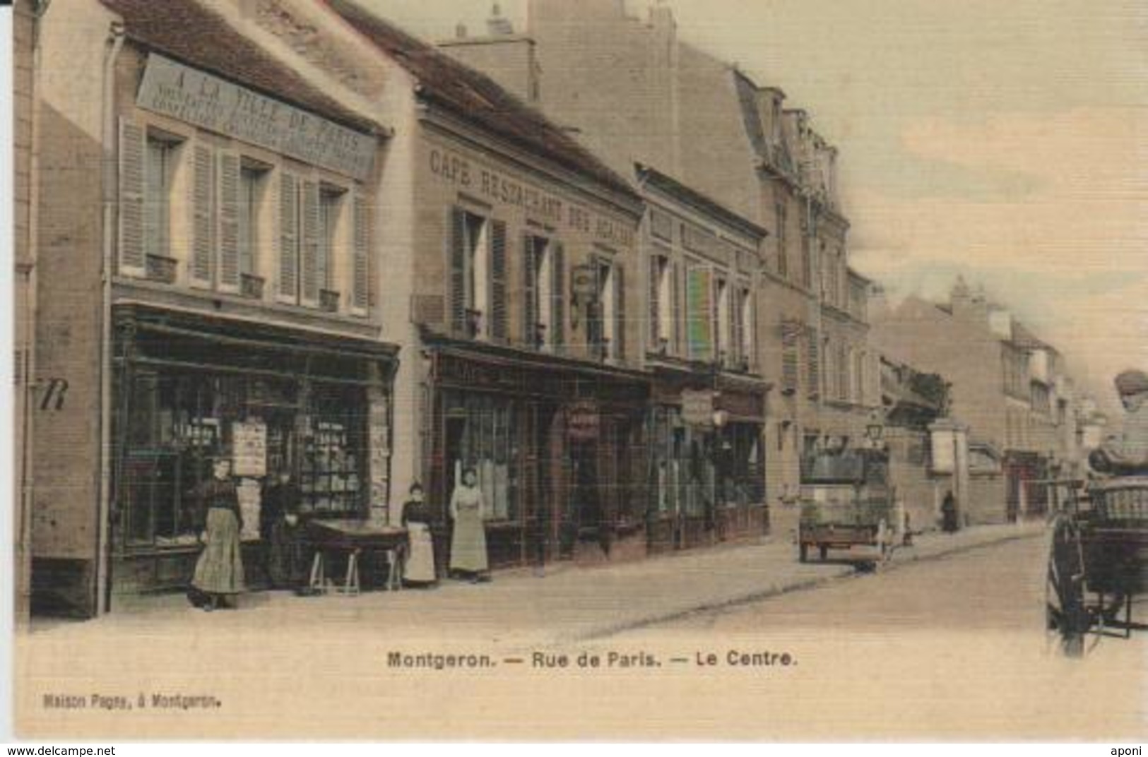 91 (  Montgeron "..rue De Paris  Le Centre  " ) Carte Couleur Toilee - Montgeron