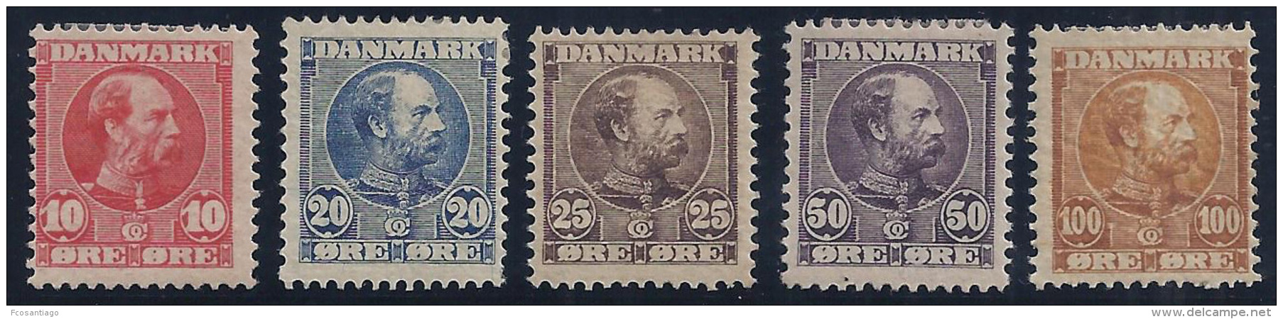 DINAMARCA 1904 - Yvert #43/47 - MLH * - Ungebraucht