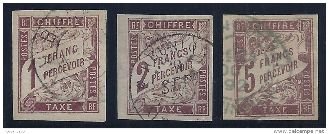 COLONIAS FRANCESAS 1884 - Yvert #15/17 (Taxas) - VFU - Impuestos