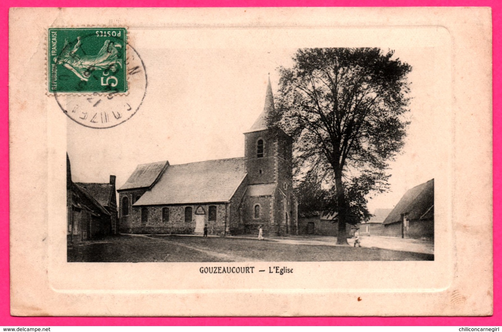 Gouzeaucourt - L'Eglise - Animée - Edit. RIBAUX - 1911 - Embossed - Marcoing