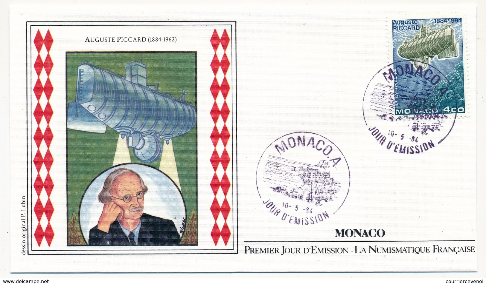 MONACO => 2 Enveloppes FDC - Auguste Piccard - Premier Jour 1984 - FDC