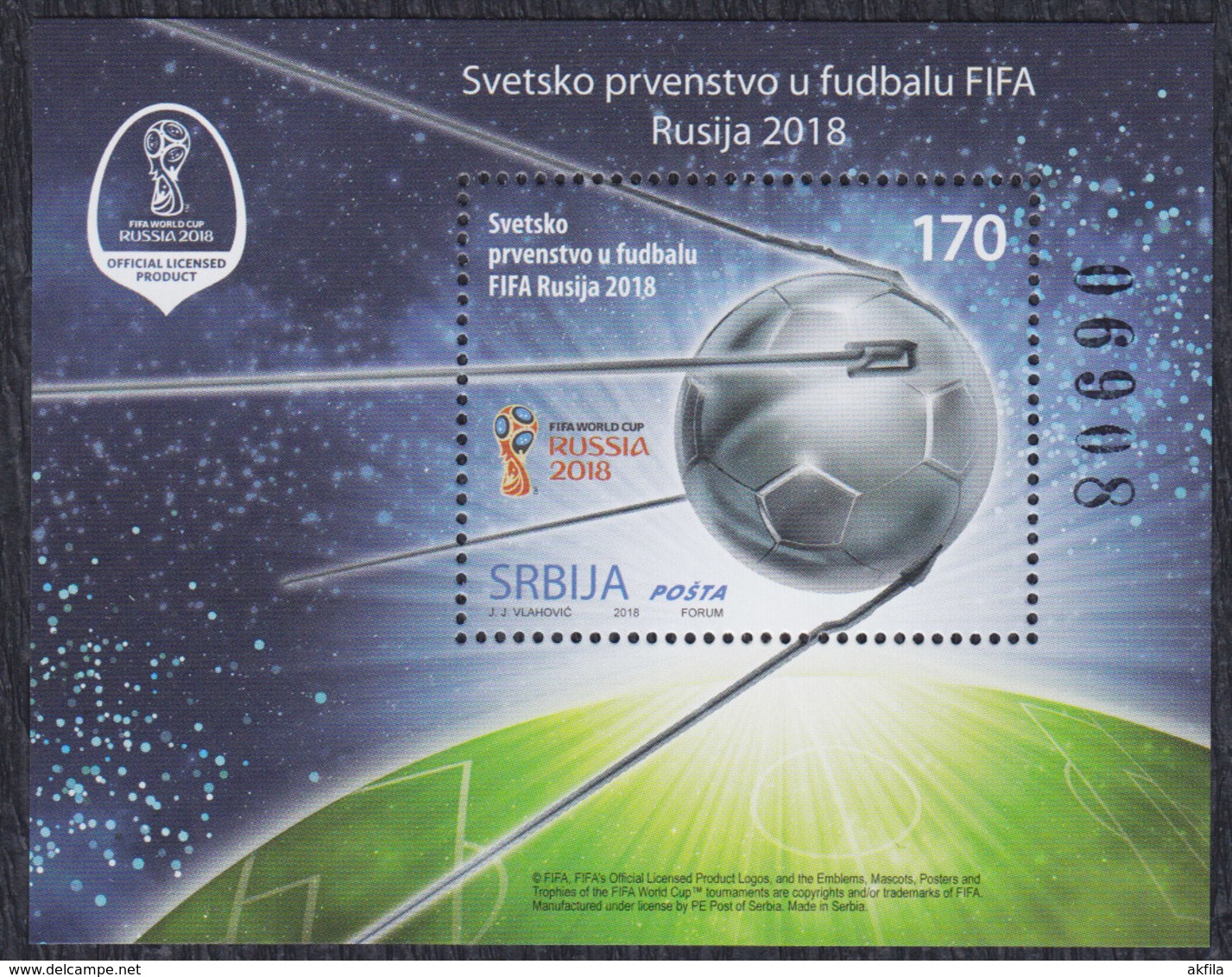 Serbia 2018 FIFA Football World Cup In Russia, Block, MNH (**) - Serbie