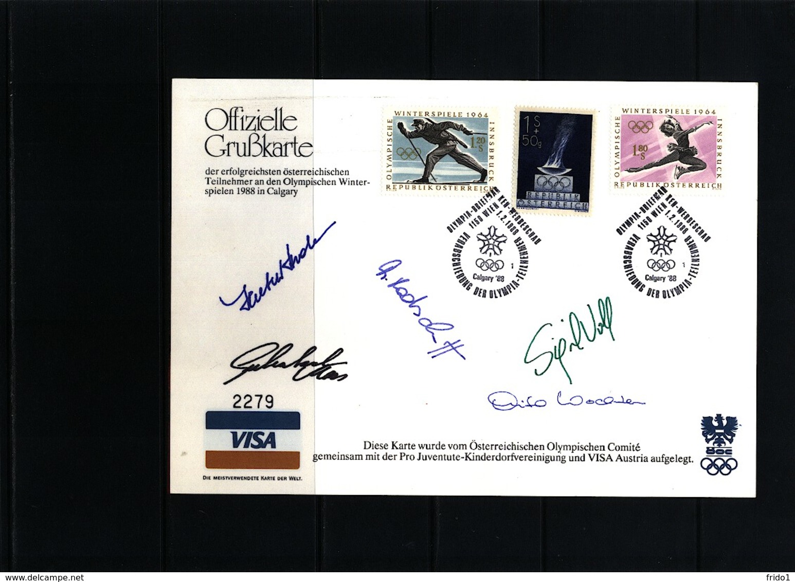 Oesterreich / Austria 1988 Olympic Games Calgary Interesting Postcard With Autogrammes - Winter 1988: Calgary