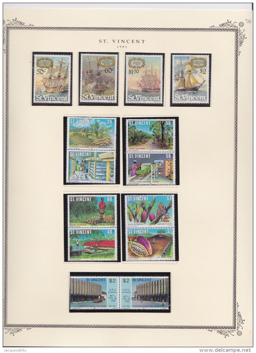 St  Vincent     .             Page  With Stamps    ,    **     .    MNH   .  /   .   Postfris - St.Vincent (1979-...)