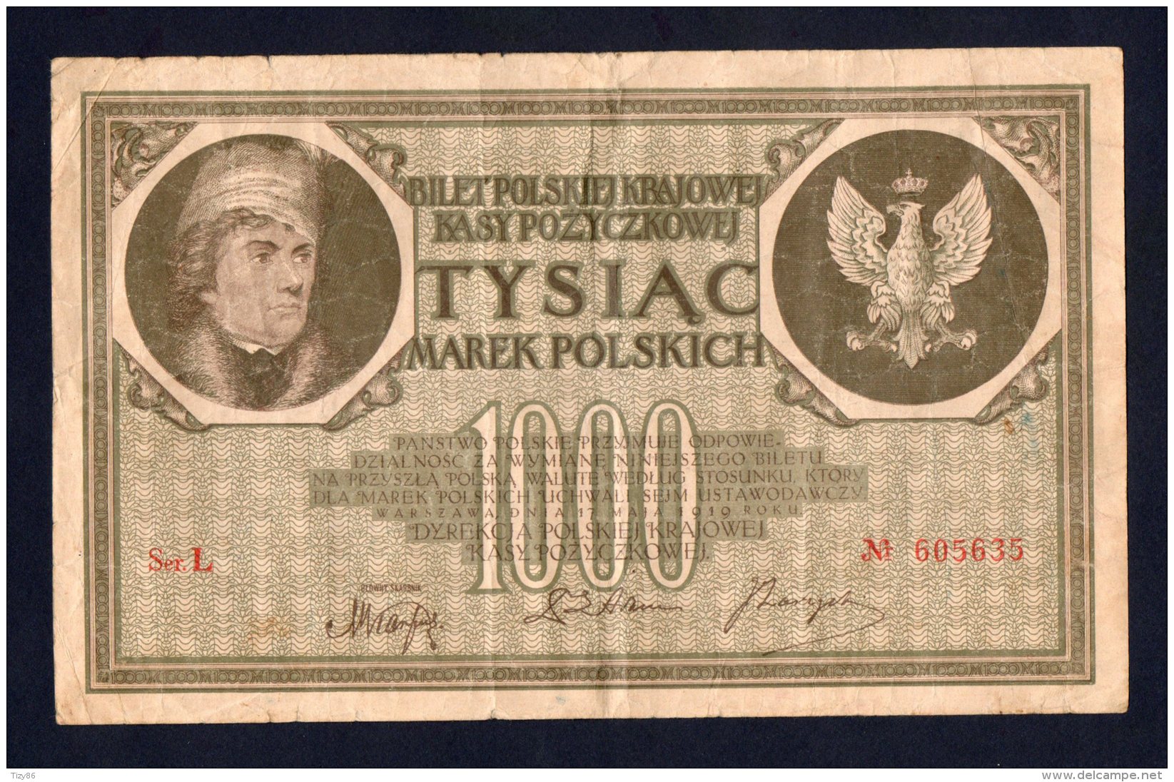 Banconota Polonia 1000 Marek (circolata) 17/5/1919 - Polonia