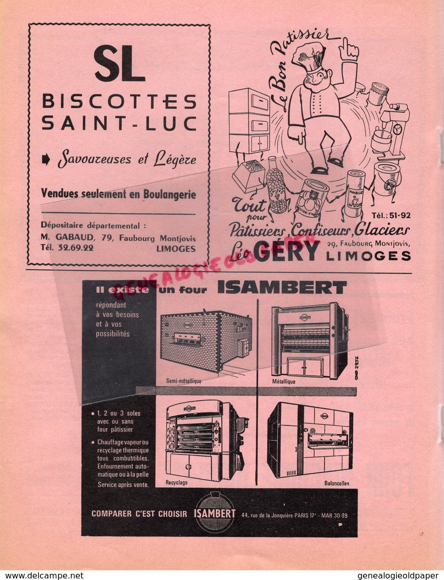 87-LIMOGES-BULLETIN  INFORMATION LE BOULANGER ET PATISSIER LIMOUSINS-BOULANGERIE PATISSERIE- N° 1- 1965-MINOTERIE MAZIN-