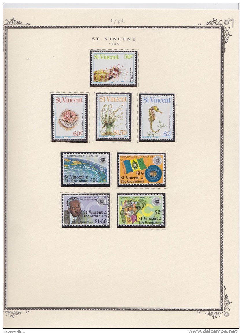 St  Vincent     .           Page With Stamps    .    O And   **     .   Cancelled And MNH - St.Vincent (1979-...)