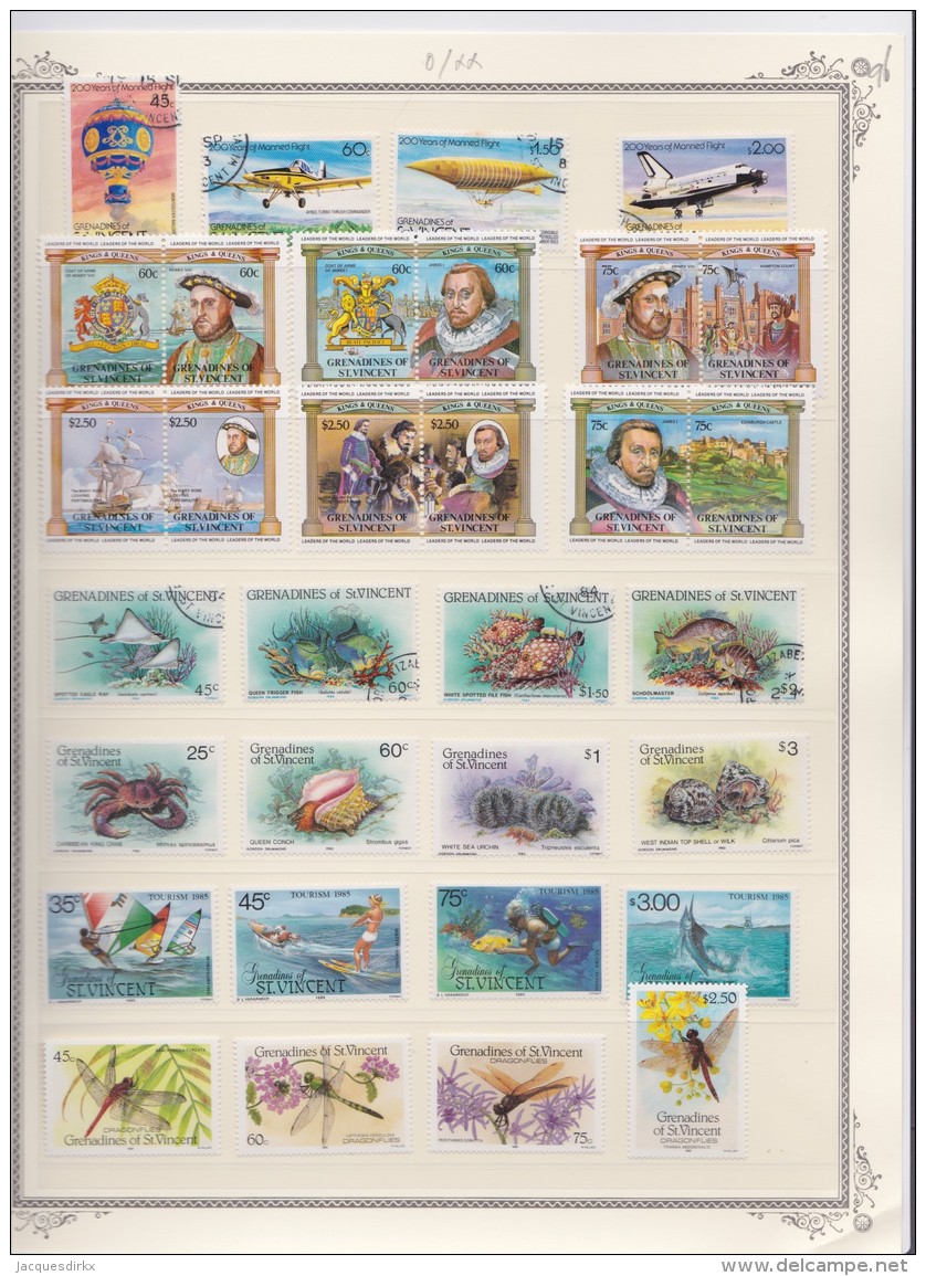 St  Vincent &amp; Grenadines     .           Page With Stamps    .    O And   **     .   Cancelled And MNH - St.-Vincent En De Grenadines