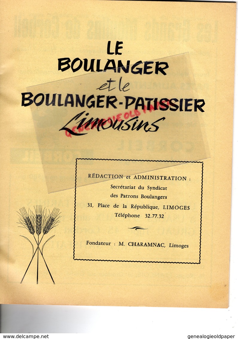 87-LIMOGES-BERNEUIL BLONBULLETIN LE BOULANGER ET PATISSIER LIMOUSINS-BOULANGERIE PATISSERIE- N° 9- 1965-MINOTERIE MAZIN- - Cuisine & Vins