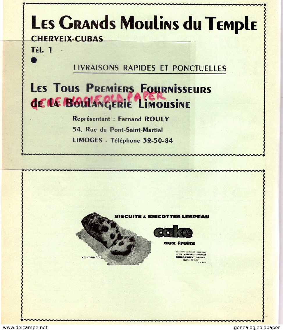 87-LIMOGES-BULLETIN  INFORMATION LE BOULANGER ET PATISSIER LIMOUSINS-BOULANGERIE PATISSERIE- N° 9- 1965-MINOTERIE MAZIN-