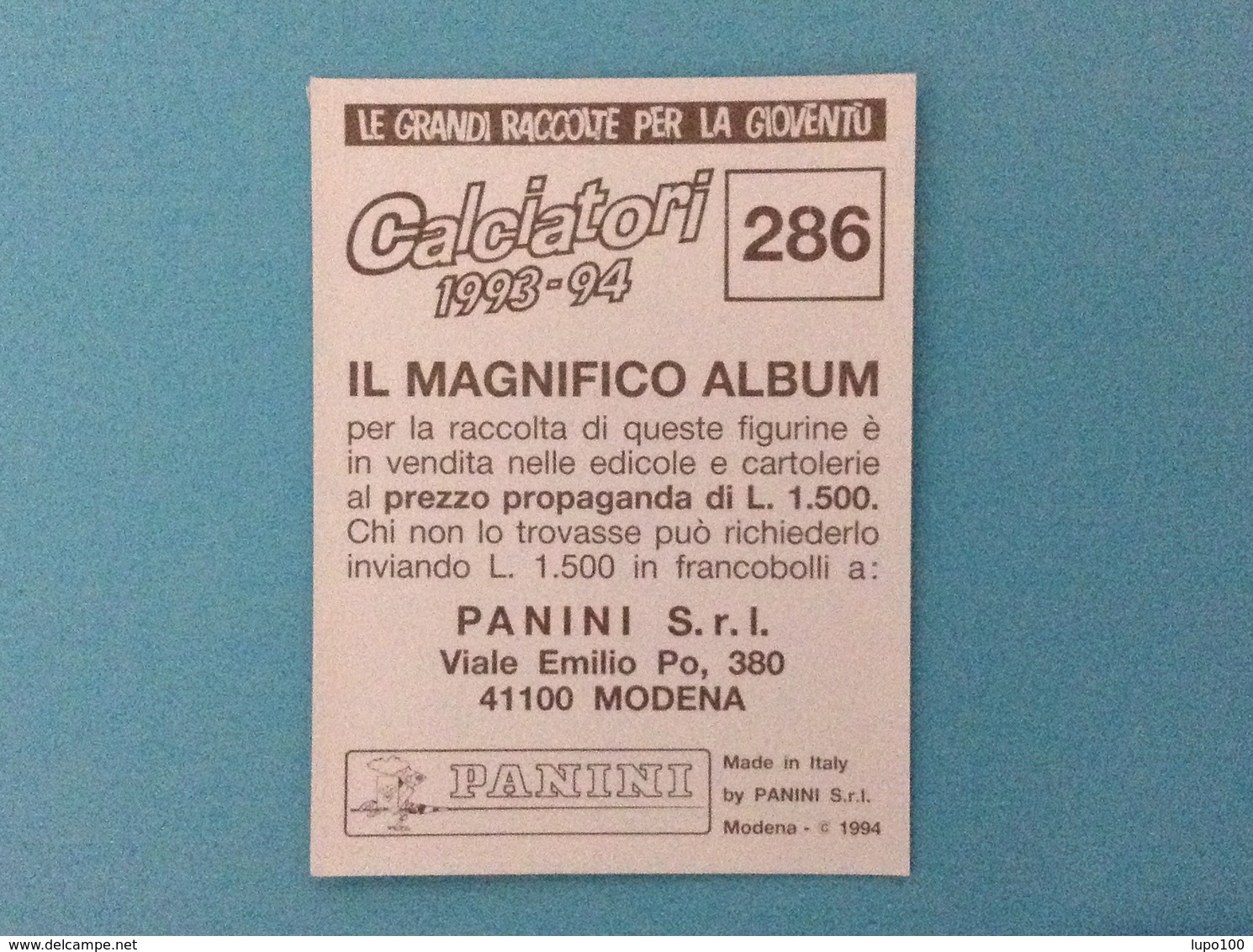 FIGURINA CALCIATORI PANINI 1993 1994 N. 286 SCUDETTO SAMPDORIA - NUOVA - Edizione Italiana