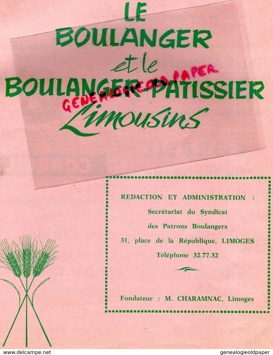 87-LIMOGES-BULLETIN  INFORMATION LE BOULANGER ET PATISSIER LIMOUSINS-BOULANGERIE PATISSERIE- N° 8-1966-MINOTERIE MAZIN- - Koken & Wijn