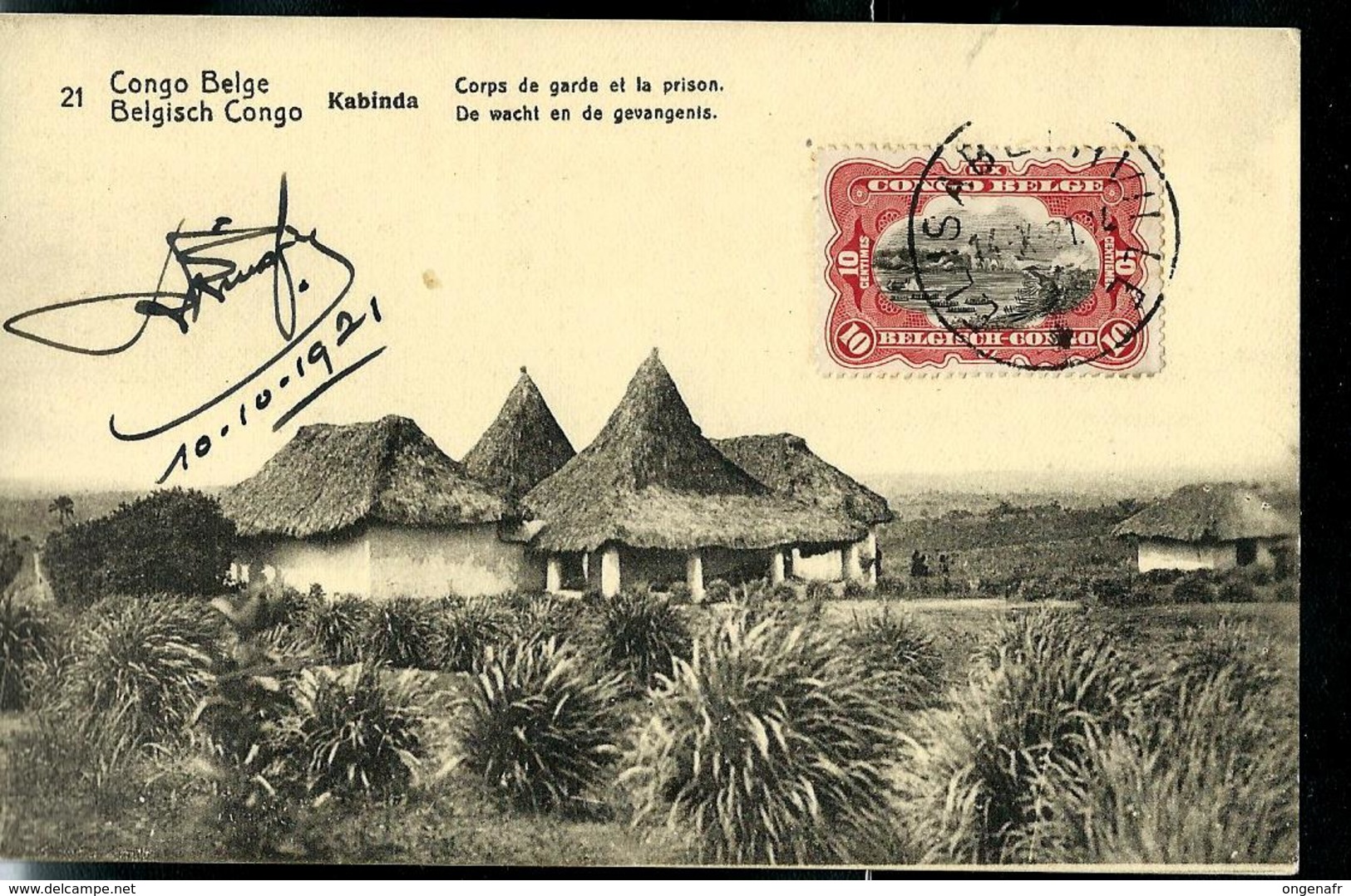 Carte Obl. N° 43 Vue 21: Kabinda: Corps De Garde  Et La Prison --- Obl. Elisabethville 14/10/21 - Interi Postali