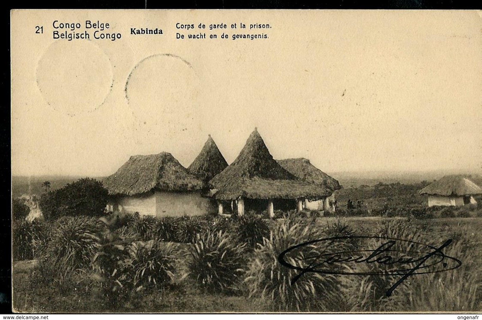 Carte Obl. N° 42 Vue 21: Kabinda: Corps De Garde  Et La Prison --- Obl. Boma En Bleu  28/08/1913 - Ganzsachen