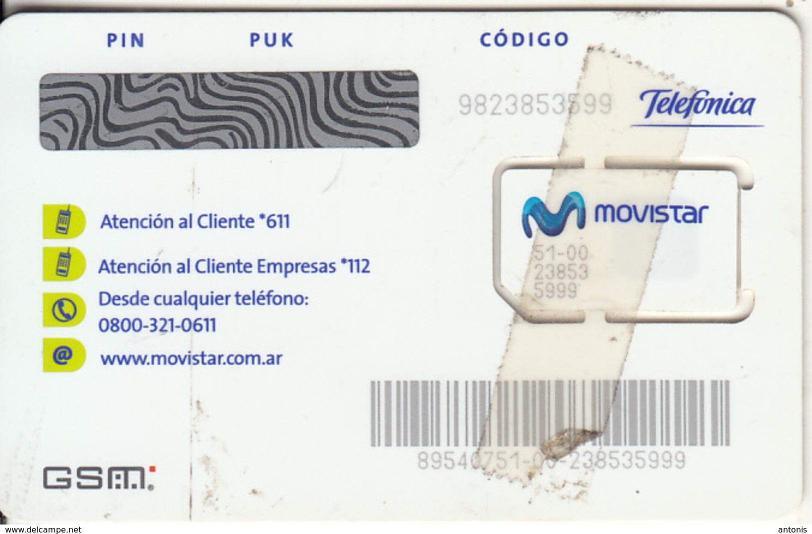 ARGENTINA - Couple, Movistar By Telefonica GSM(multi Sim), Chip 8, Used - Argentina