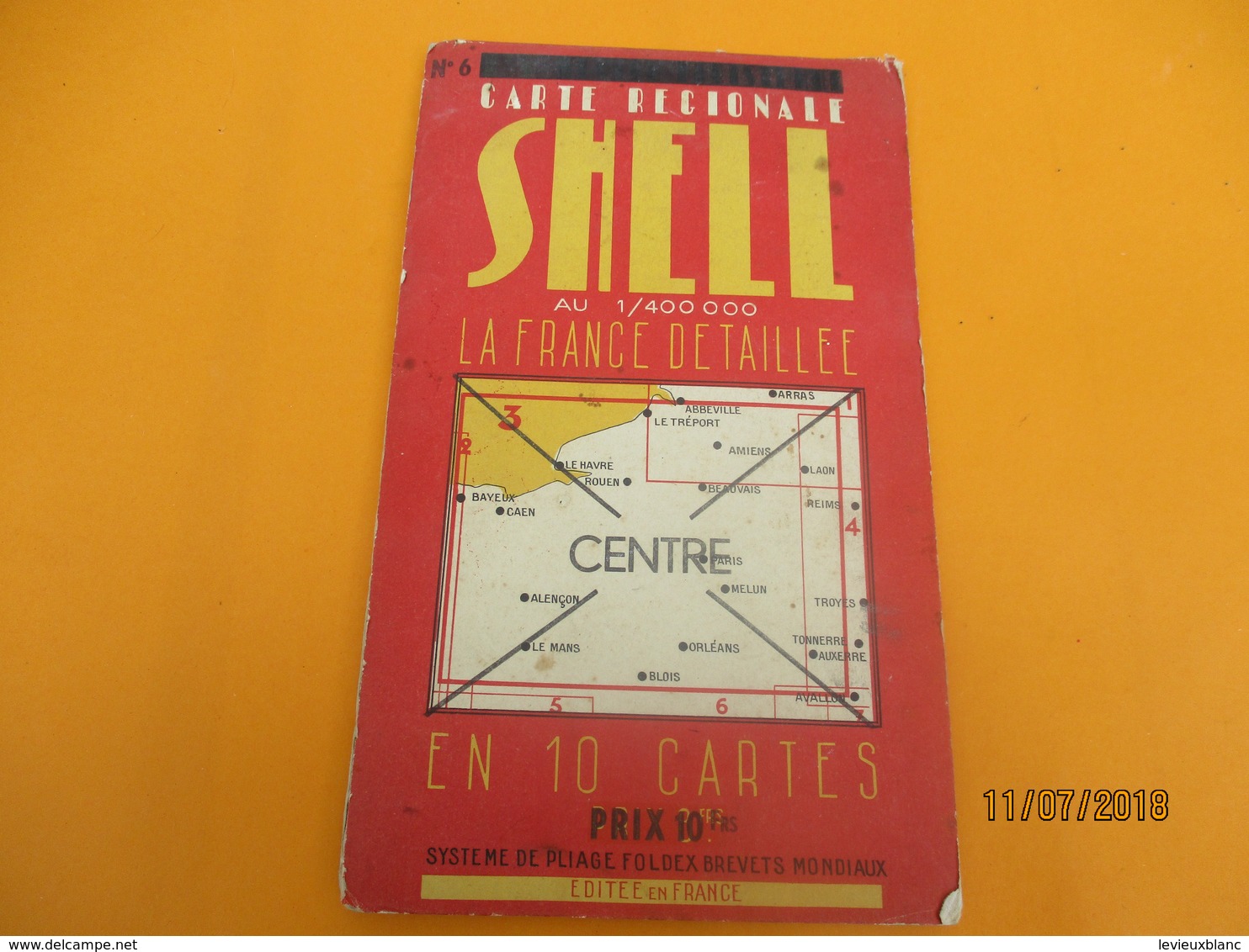 Carte Routiére Régionale / SHELL/ La France  En 10 Cartes/ CENTRE / Au 1-400 000éme/Foldex/1936           PGC236 - Cartes Routières