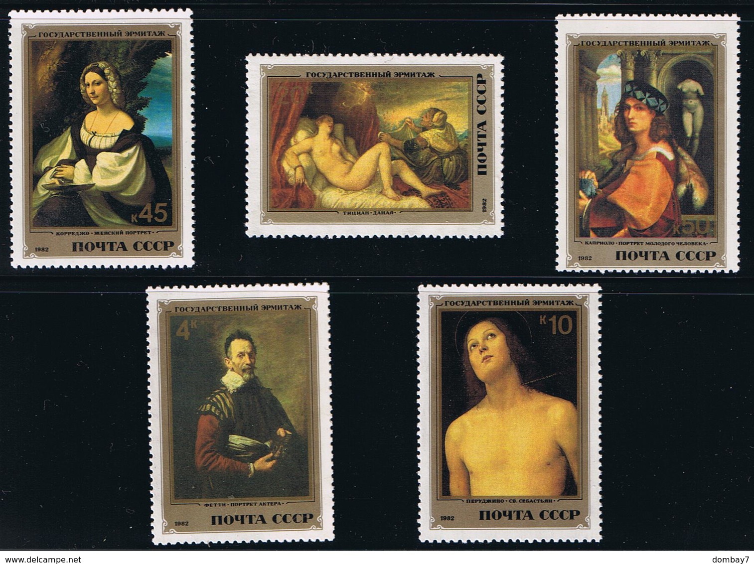 ITALIAN Painting Hermitage Gallery CAPRIOLI, PERUGINO, TITIAN, CORREGGIO FETI MNH Set Of 5 Sc 5098-02 Mi 5229-33 Russia - Musées