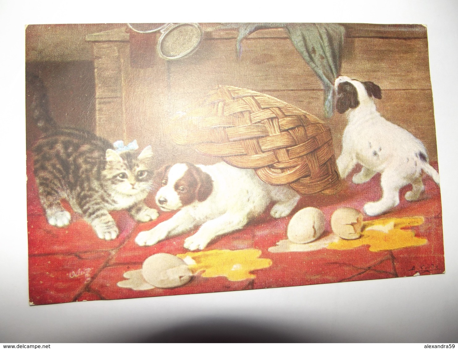 Cpa Animaux Chiens Et Chat De Raphael TUCK OILETTE ENGLAND SUPERBE CARTE - Tuck, Raphael