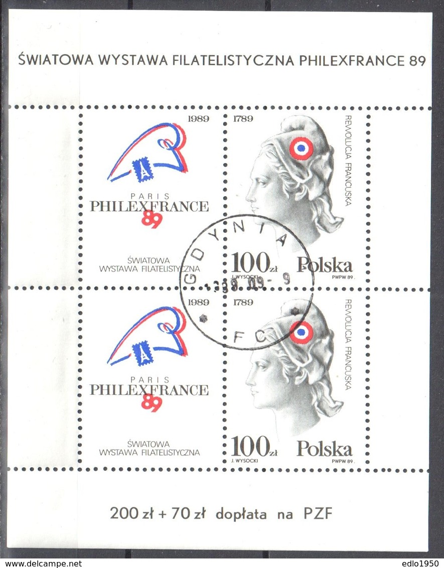 Poland 1989 - Philatelic Exhibition Philexfrance'89 Mi.m/s 108 Used Gestempelt - Blocks & Kleinbögen