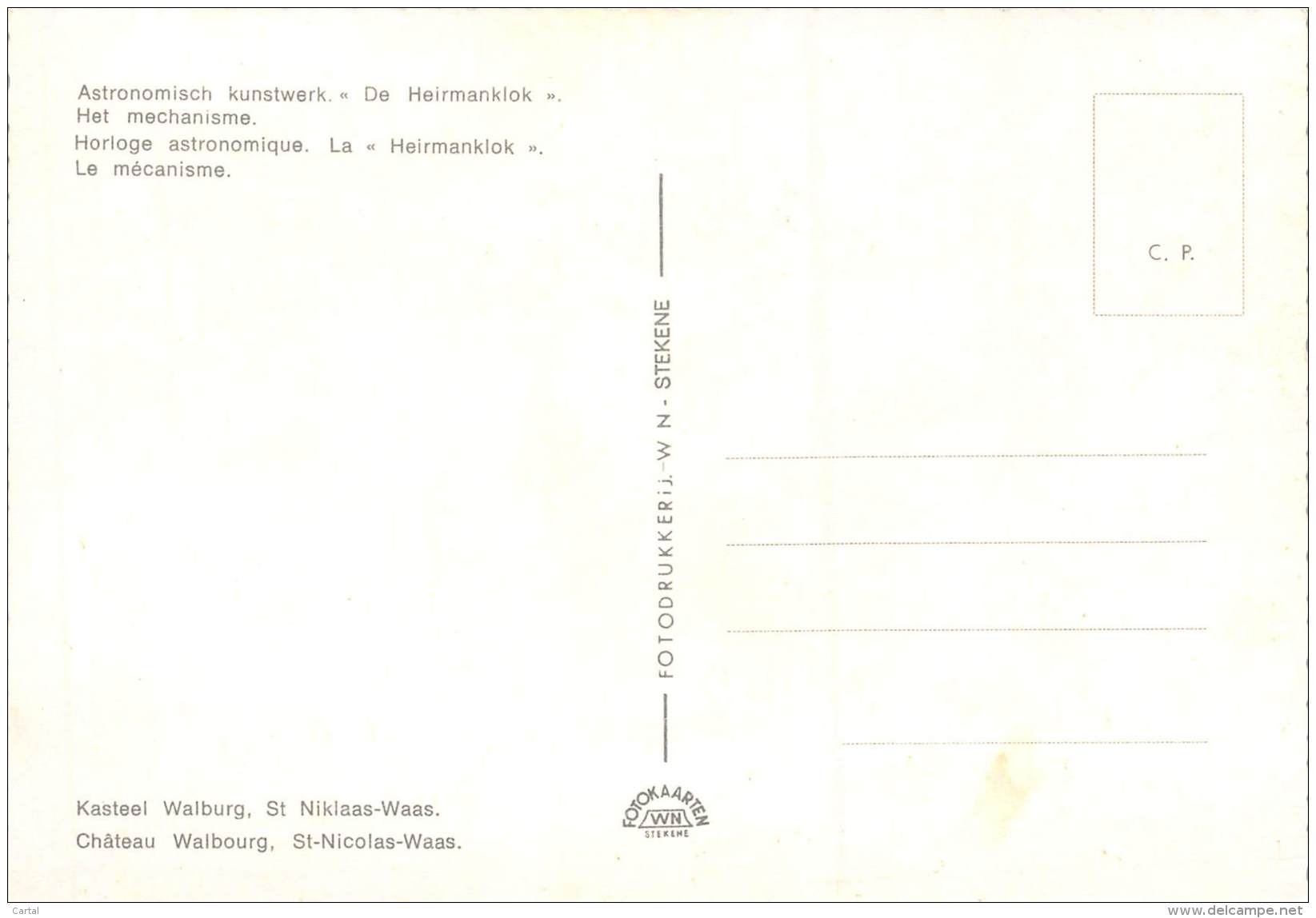 CPM - ST NIKLAAS-WAAS - Kasteel Walburg - Astronomisch Kunstwerk "De Heirmanklok" - Het Mechanisme - Sint-Niklaas