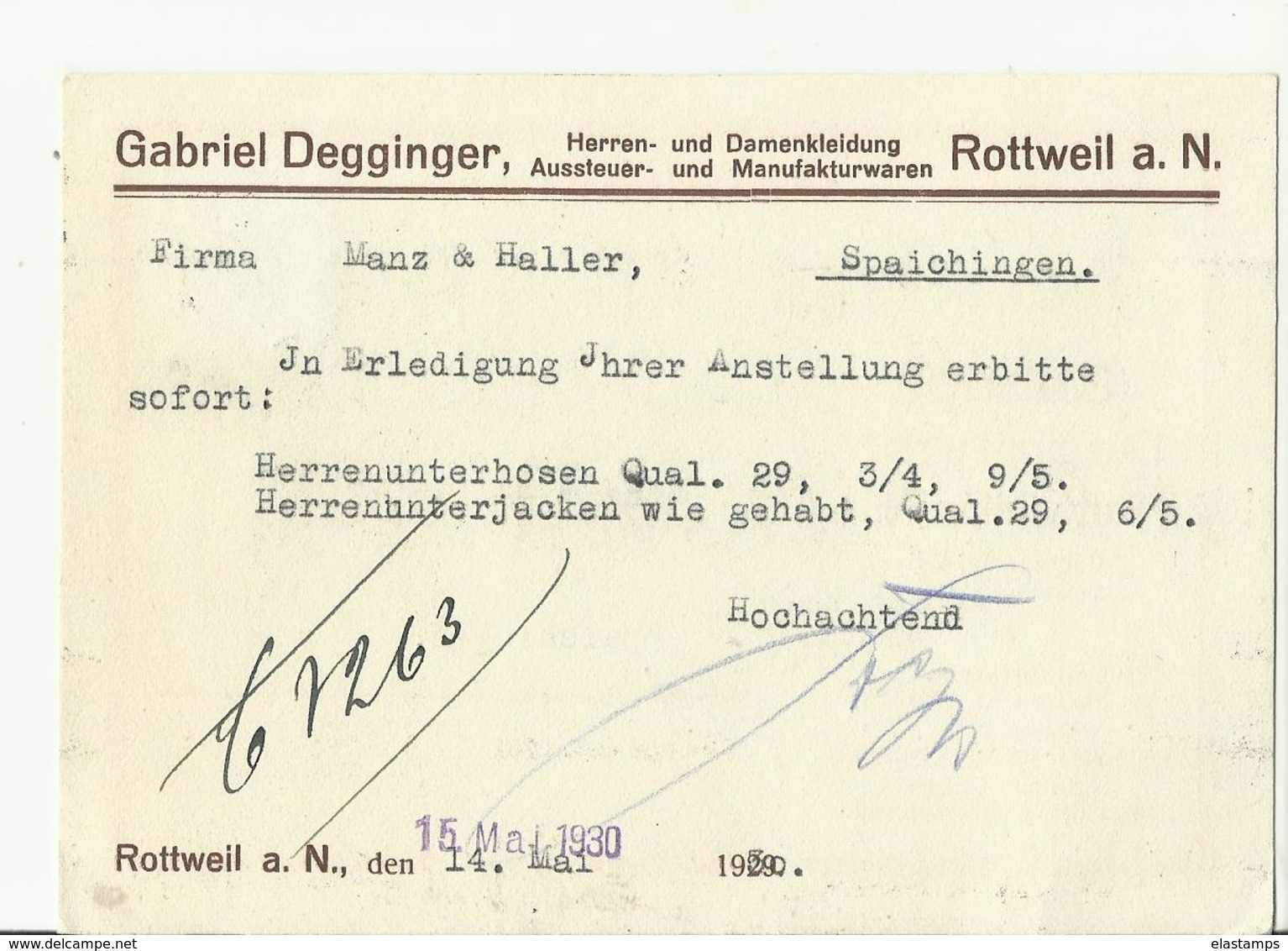 DR GS 1930 ROTTWIEL - Sonstige & Ohne Zuordnung