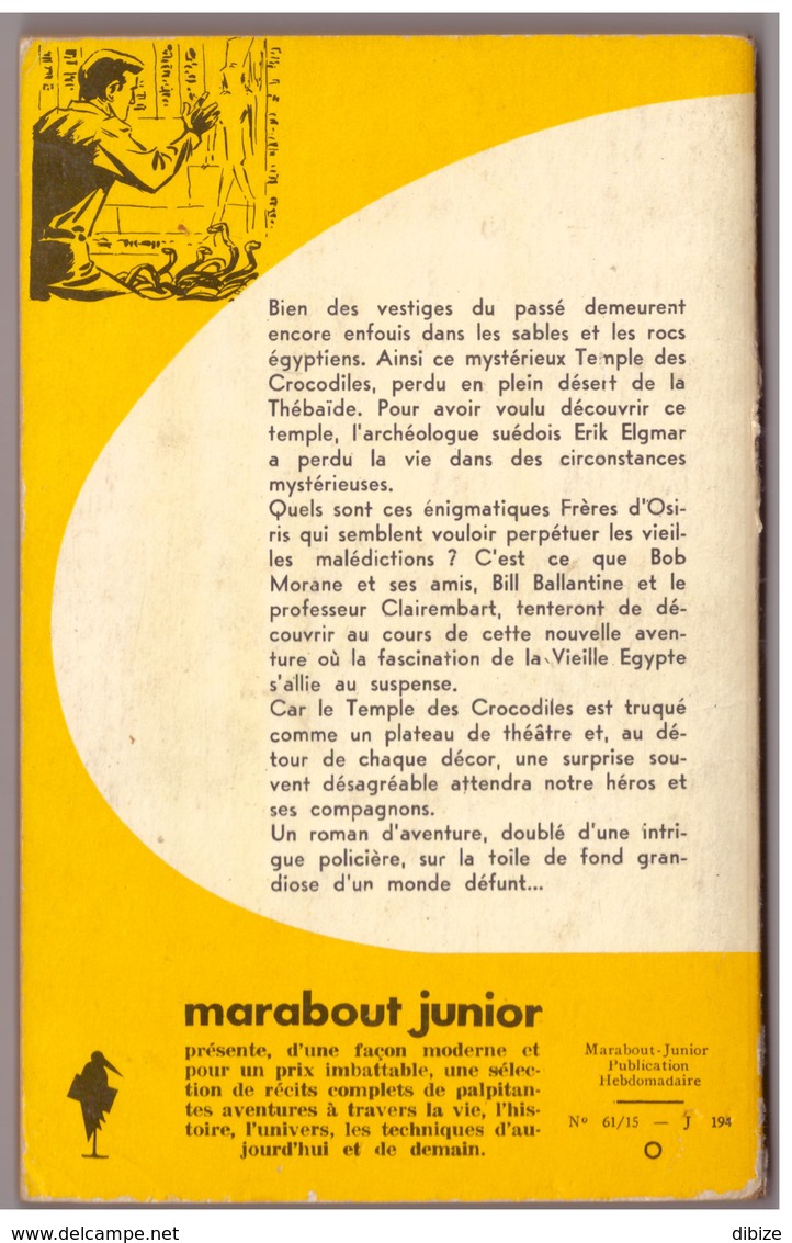 Bob Morane. Le Temple Des Crocodiles N° 194. Edition Marabout. Etat Moyen. - Autores Belgas