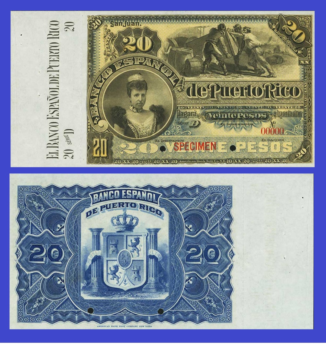 Puerto Rico  20 Pesos 1894  - REPLICA --  REPRODUCTION - Puerto Rico