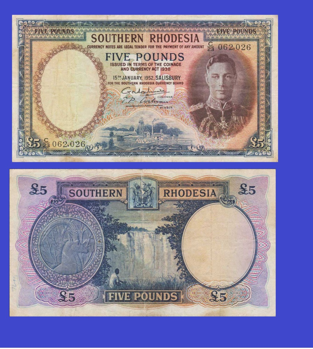 Suuthern Rhodesia 5  Ponud 1952 - REPLICA --  REPRODUCTION - Rhodésie