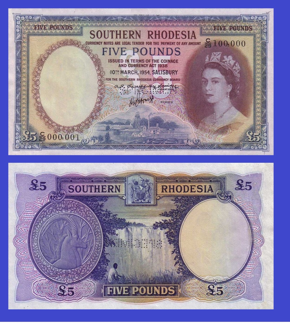 Suuthern Rhodesia 5  Ponud 1954 - REPLICA --  REPRODUCTION - Rhodesien