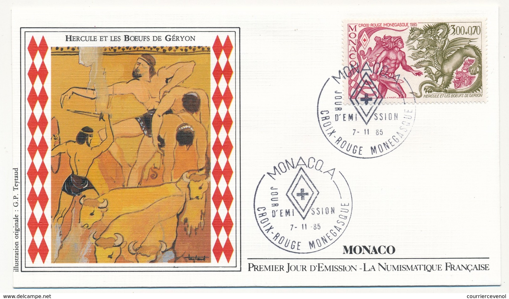 MONACO => 2 Enveloppes FDC - Croix Rouge Monégasque / Hercule ...  - Premier Jour 1985 - FDC