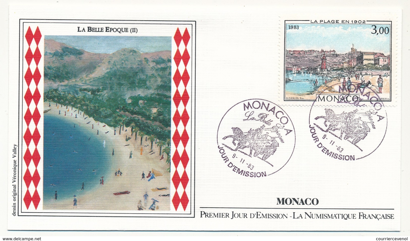 MONACO => 2 Enveloppes FDC - La Belle époque / La Plage Et Le Café De Paris - Premier Jour 1983 - FDC