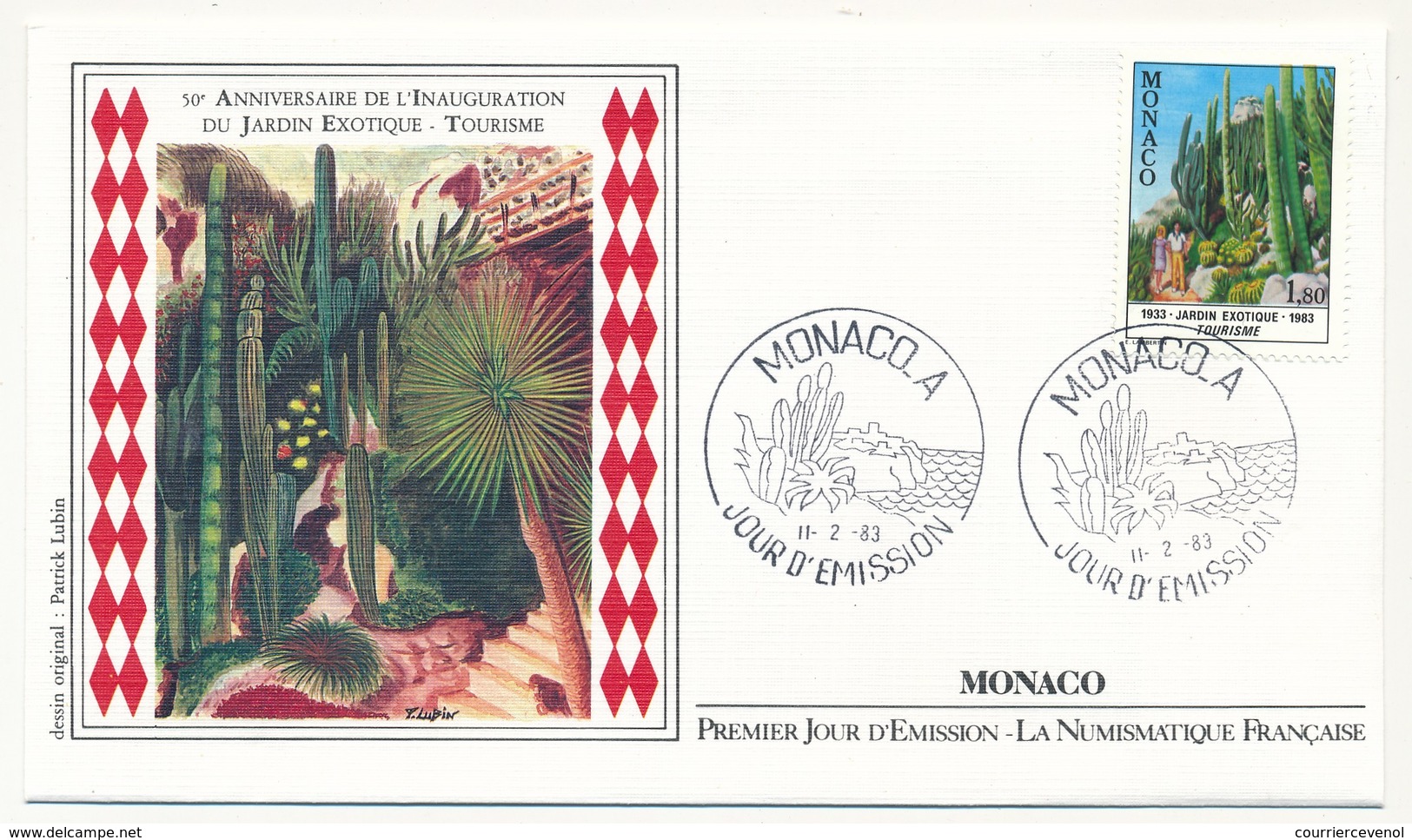 MONACO => 3 Enveloppes FDC - 50eme Anniversaire Du Jardin Exotique - Premier Jour 1983 - FDC