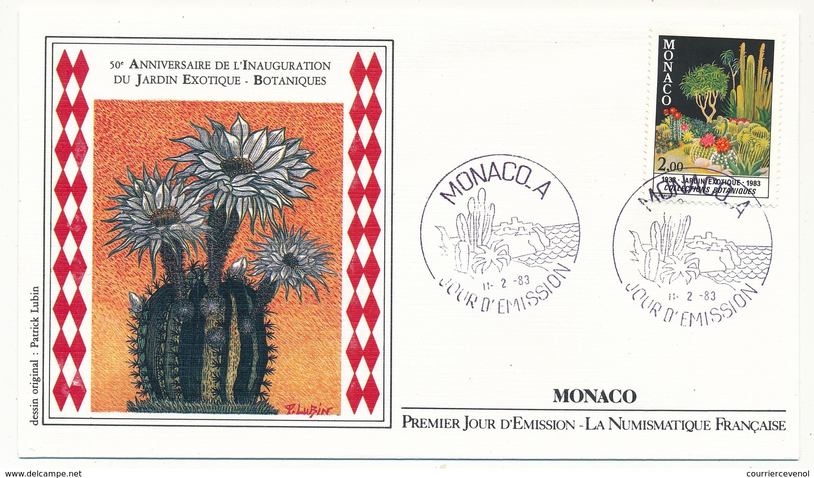 MONACO => 3 Enveloppes FDC - 50eme Anniversaire Du Jardin Exotique - Premier Jour 1983 - FDC