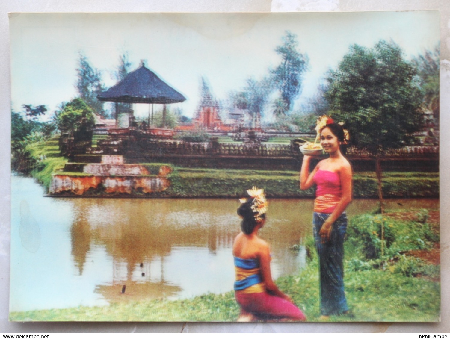 #5-INDONESIA POSTCARD 1970s 3D CARD(TOP STEREO), COME AND SEE MENGWI, BALI - Indonesia