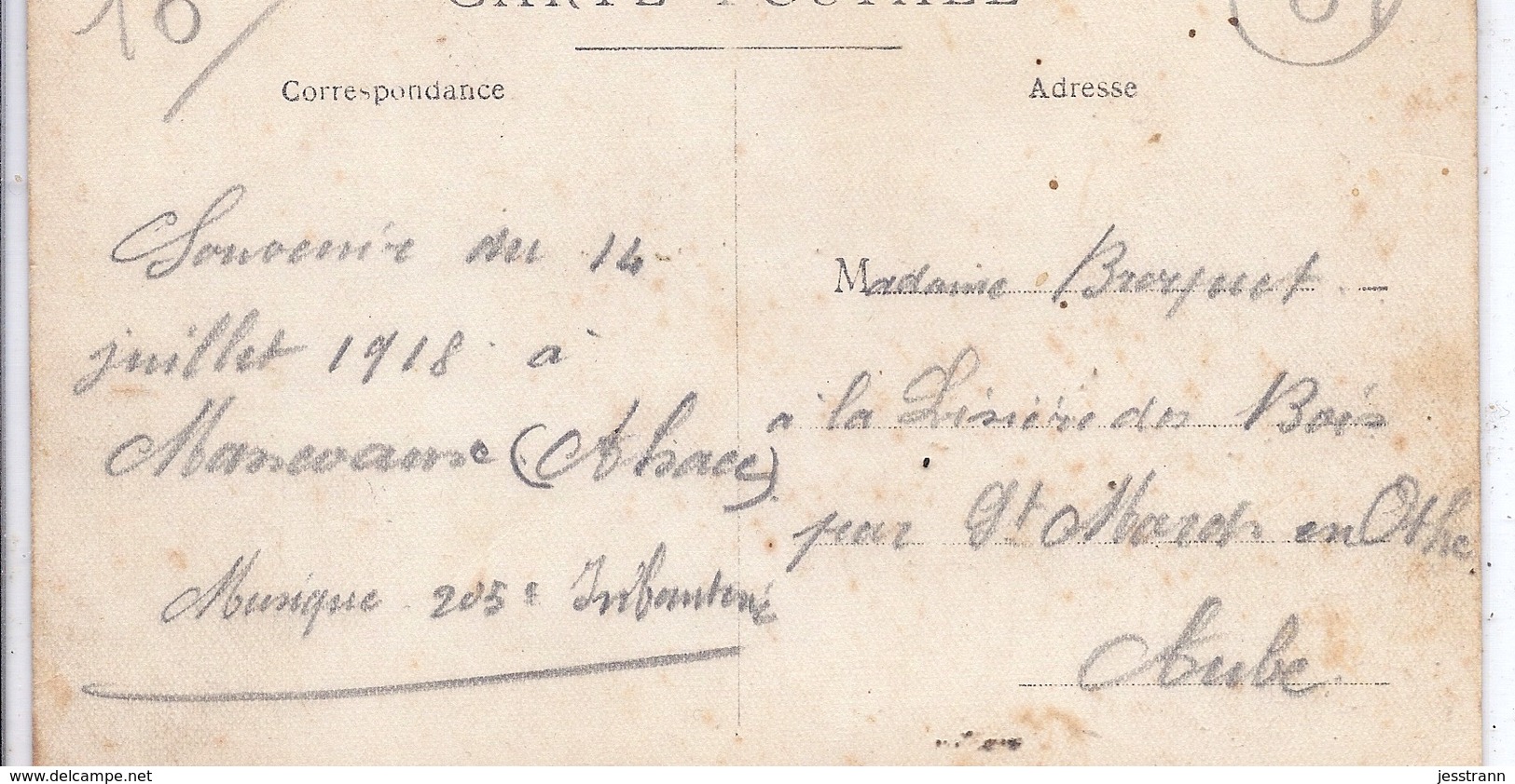 MASEVAUX- CARTE-PHOTO- DEFILE DES MUSICIENS DU 205 EME D INFANTERIE LE 14 JUILLET 1918 - Masevaux