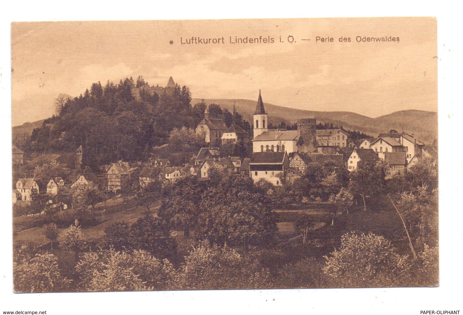 6145 LINDENFELS, Ortsansicht 1915, Kl. Druckstelle - Heppenheim