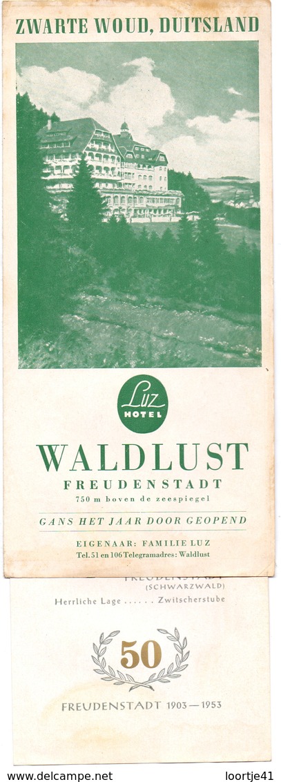 Brochure Dépliants Faltblatt Toerisme Tourisme - Waldlust Freudenstadt - Luz Hotel - Zwarte Woud 1953 - Dépliants Touristiques