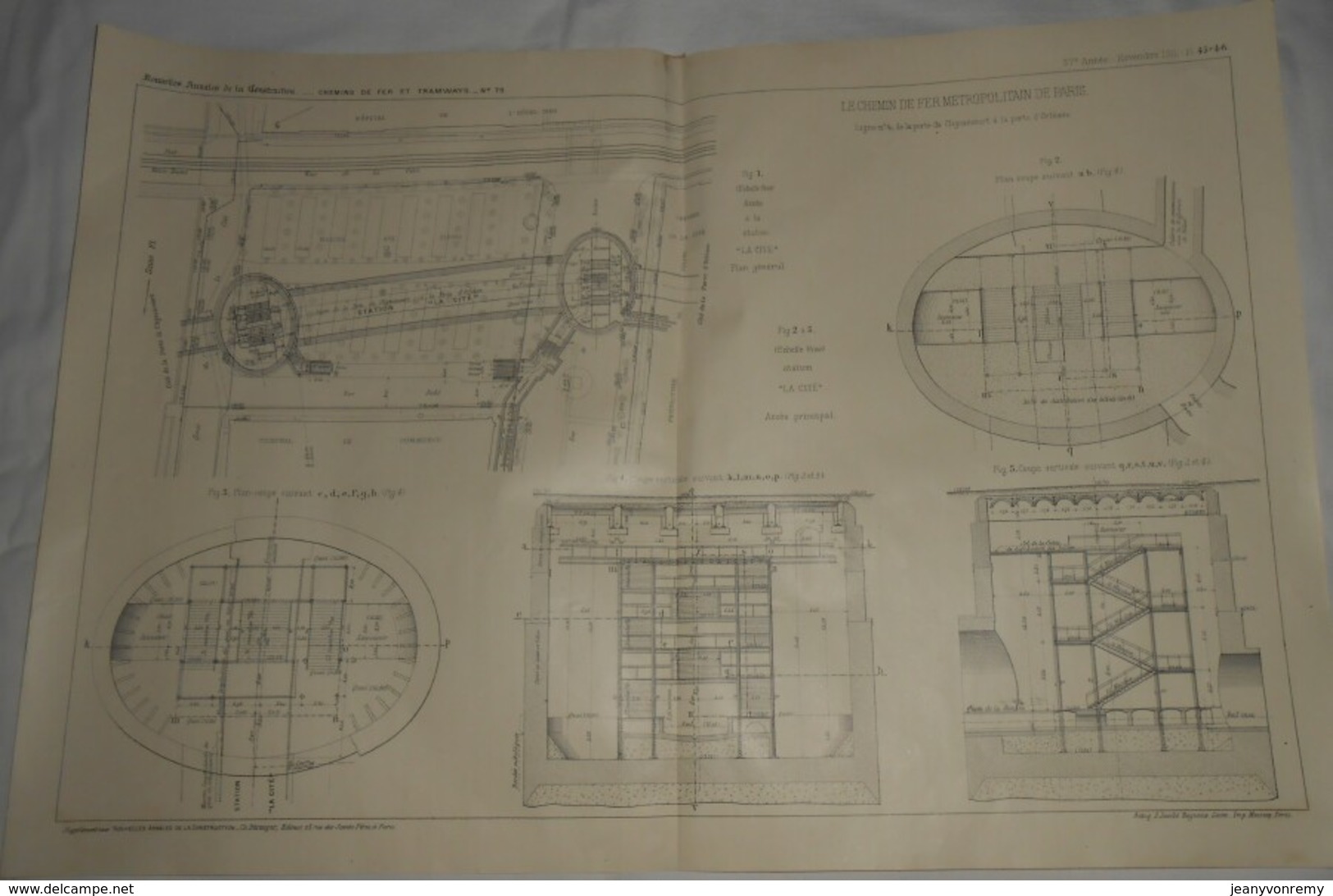 Plan Du Chemin De Fer Métropolitain De Paris.Ligne N°4. De La Porte De Clignancourt à La Porte D'Orléans. 1911 - Travaux Publics