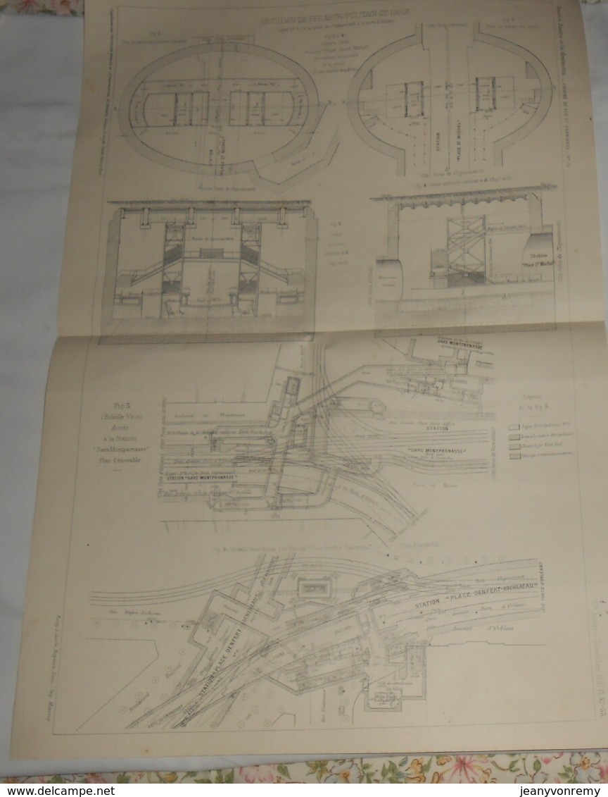 Plan Du Chemin De Fer Métropolitain De Paris.Ligne N°4. De La Porte De Clignancourt à La Porte D'Orléans. 1911 - Travaux Publics