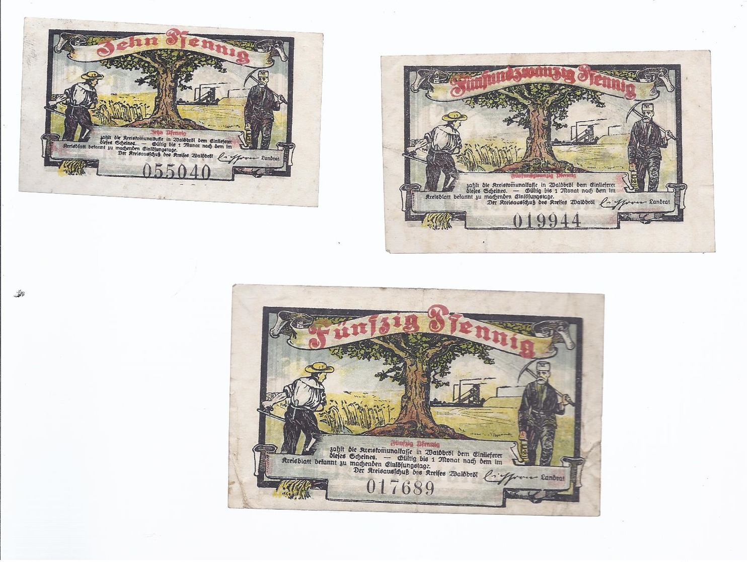Notgeeld Waldbröl - Rheinland - Lo 25 Und 50 Pfennig - 3 Scheine  -   NG-006 - [11] Local Banknote Issues