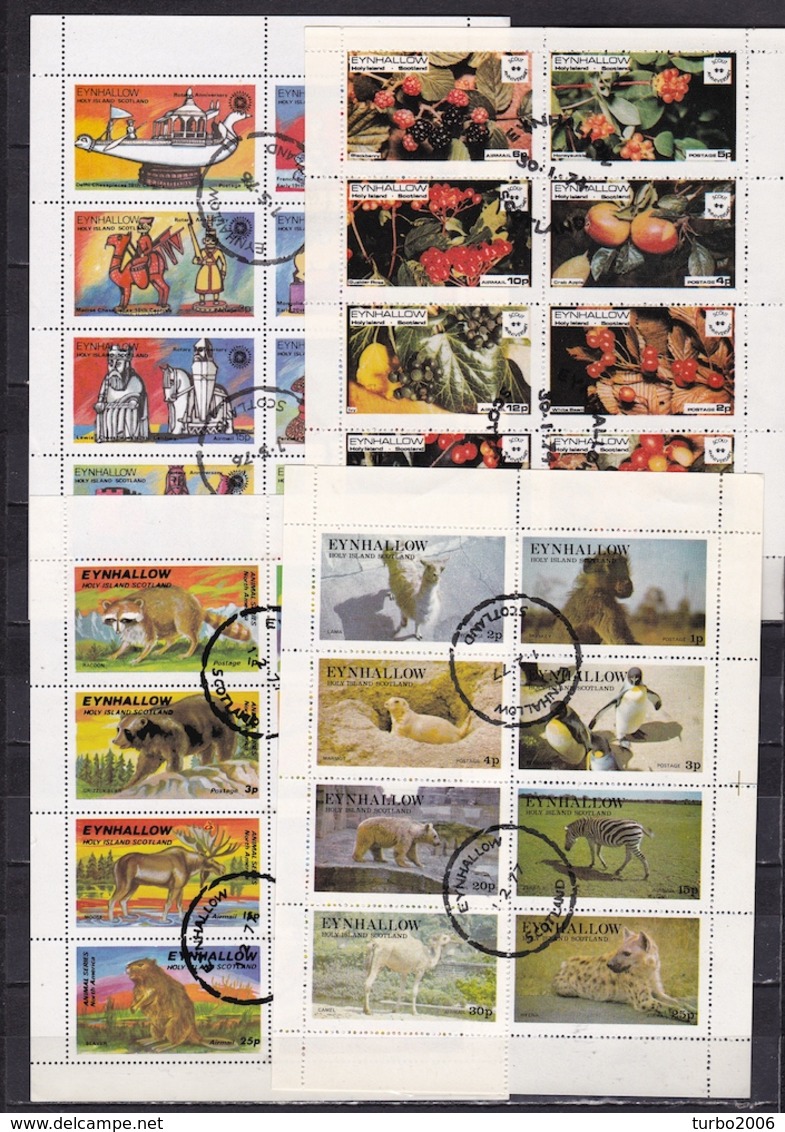 EYNHALLOW (Scotland) 1977 4 Perforated Sheets With Animals, Fruits Etc. - Fantasie Vignetten