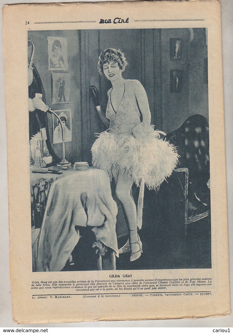 C1   CINEMA Mon Cine # 297 1927 Eric BARCLAY Gilda GRAY - Magazines