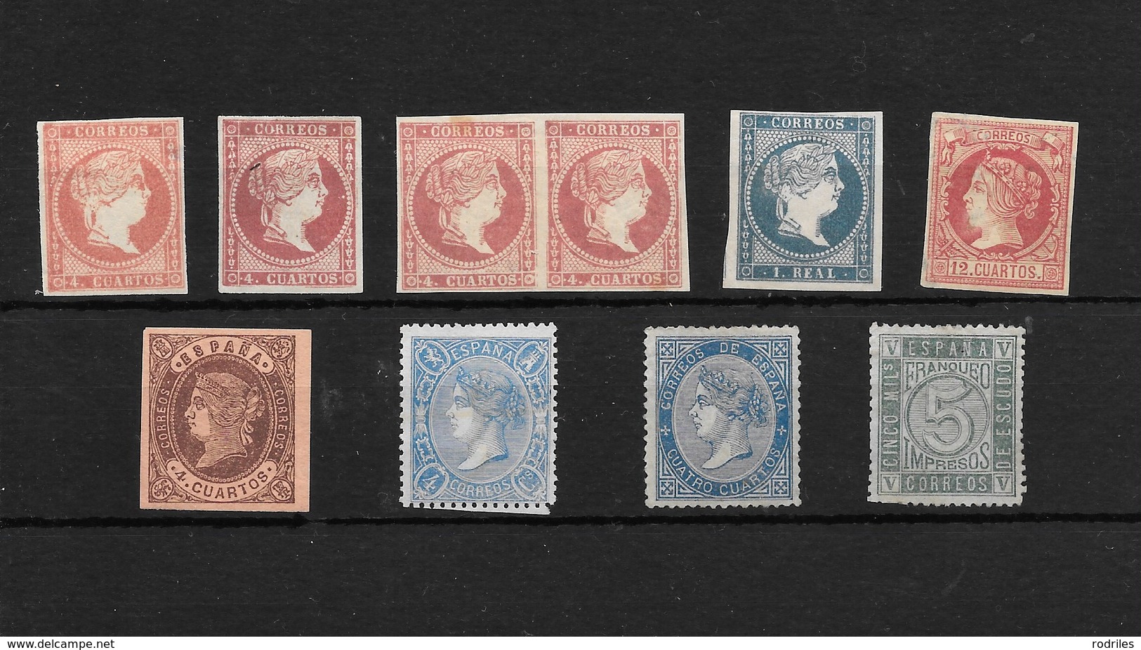 España. Conjunto De 8 Sellos Nuevos Isabel II. Valor De Catalogo 736 Euros - Unused Stamps