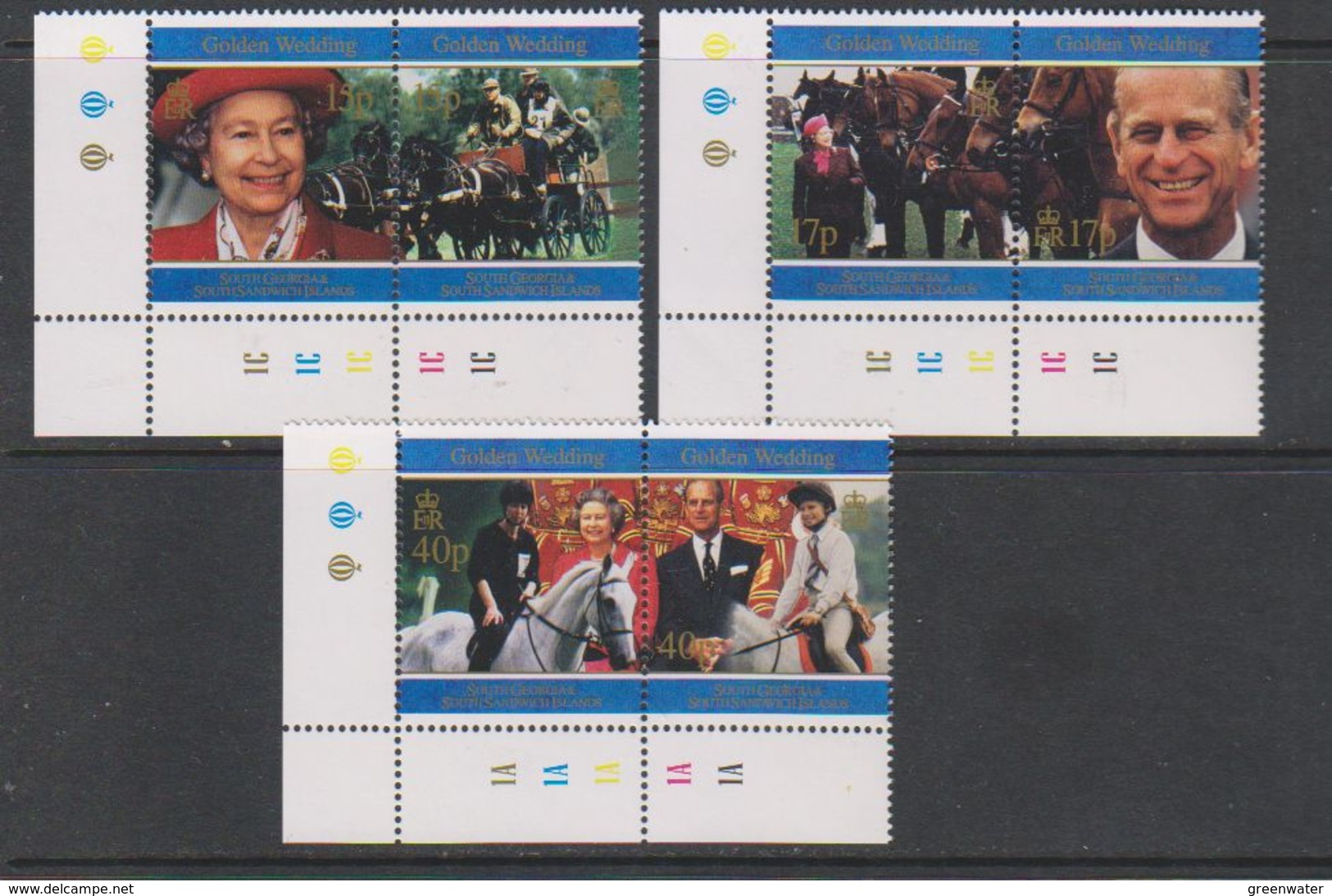 South Georgia 1997 Golden Wedding 6v (corners) ** Mnh (39453F) - Zuid-Georgia