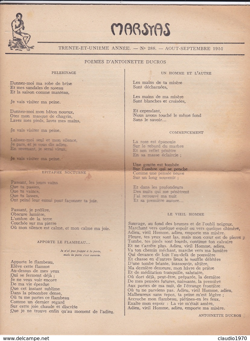 GIORNALE FRANCESE - MARSYAS - TRENTE - ET - UNIE'ME  ANNE'E - N° 288 - 1951 - 1950 - Oggi