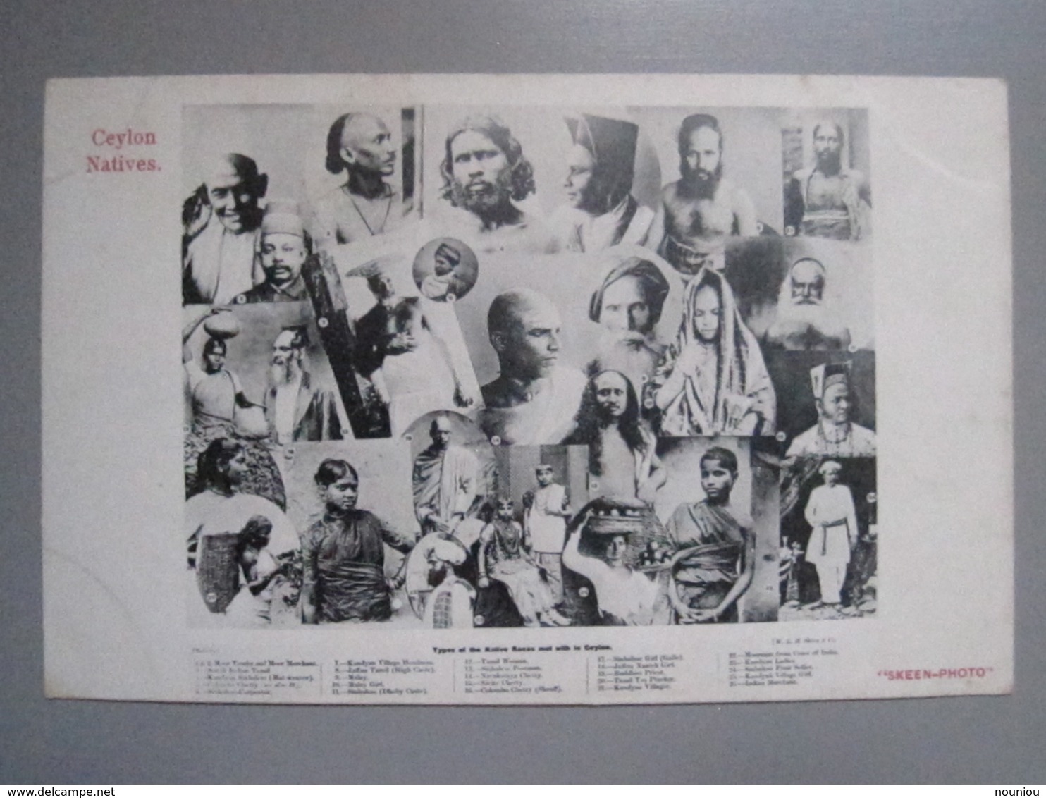 CPA Antique Postcard - Ceylon Ceylan Natives - Types Of The Native Races Met With In Ceylon - Skeen Photo - Sri Lanka (Ceylon)