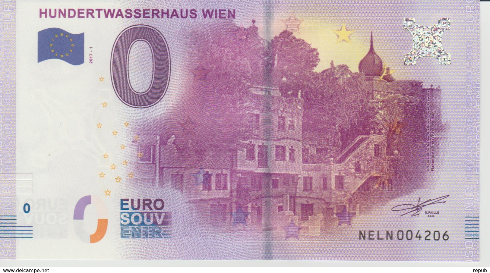 Billet Touristique 0 Euro Souvenir Autriche - Hundertwasserhaus Wien 2017-1 N°NELN004206 - Private Proofs / Unofficial