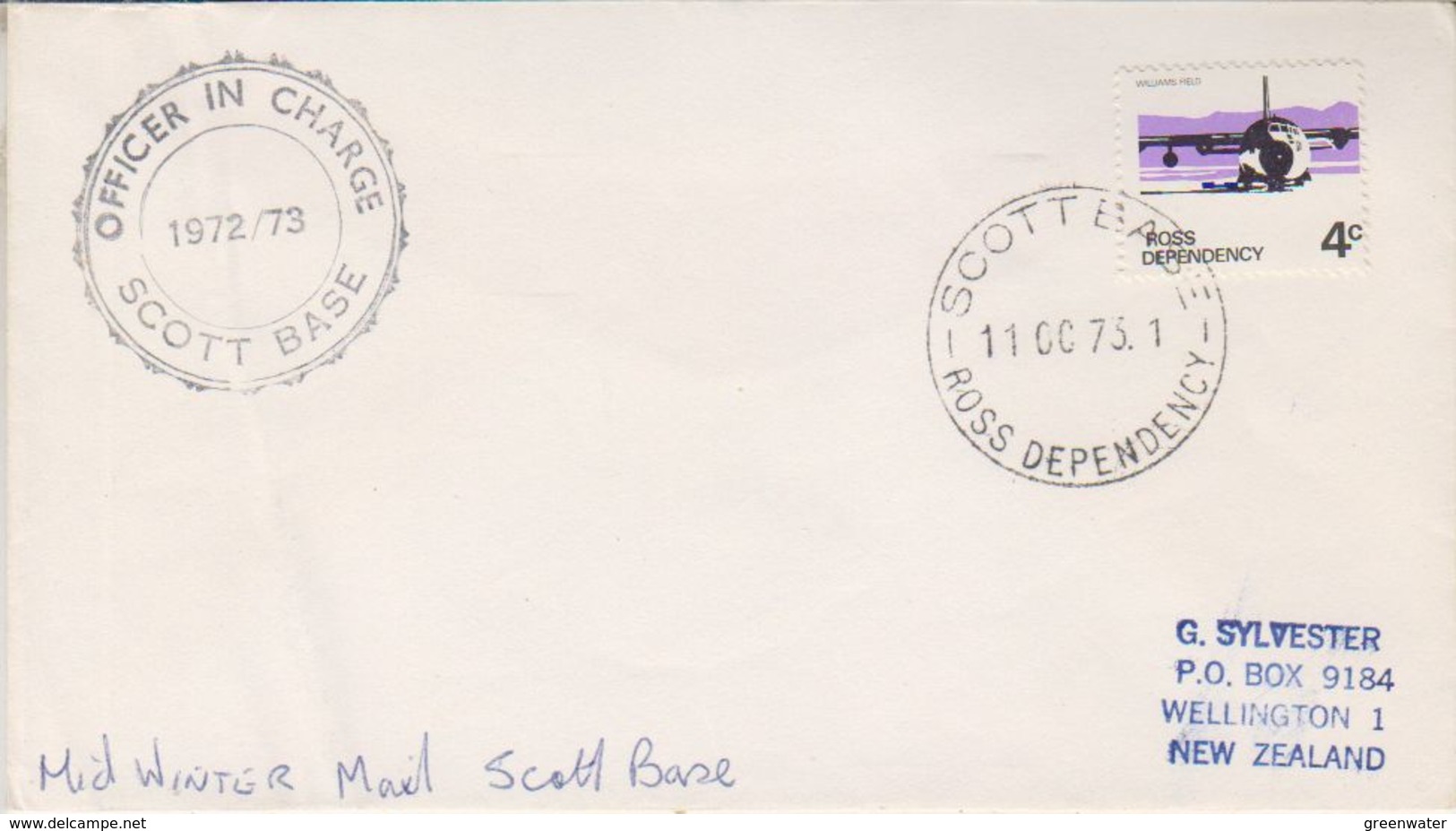 Ross Dependency 1973 Scott Base Mid Winter Mail Ca Officer In Charge Ca 11 Oct 73 (39454) - Midwinter