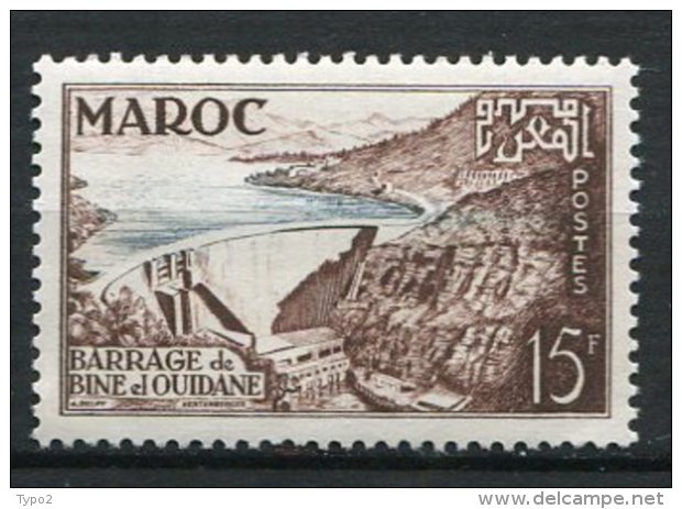 MAROC  -  Yv. N°  329  **  MNH 15f  Barrage Cote  1,25  Euro  TBE  2 Scans - Neufs